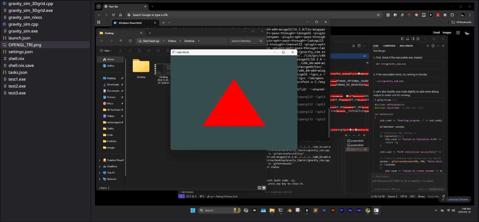OpenGL Gravity Simulation Visual